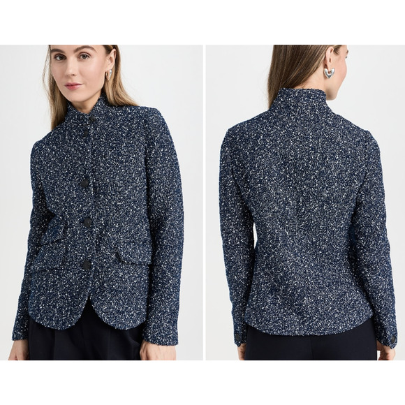 Rag‎ & Bone Slade Blazer Blue Tweed Textured Fall Winter Style Size 2 - Picture 1 of 14